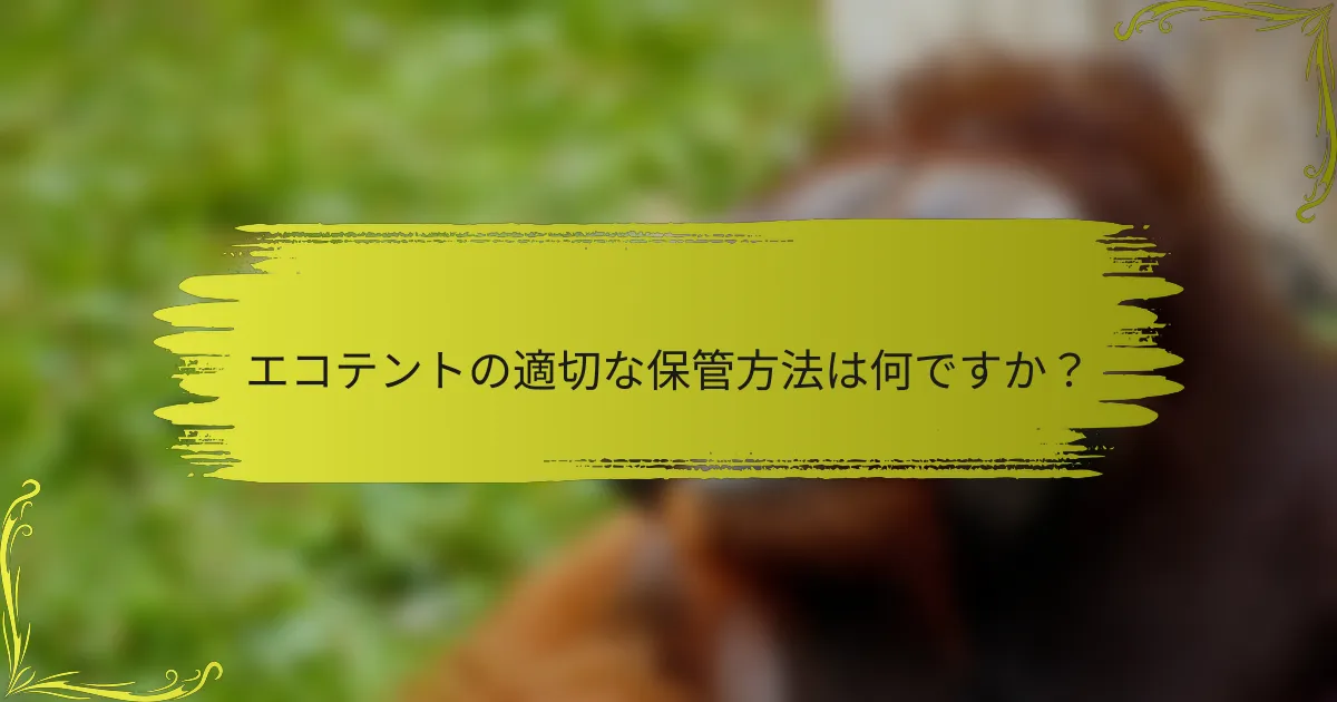 エコテントの適切な保管方法は何ですか？